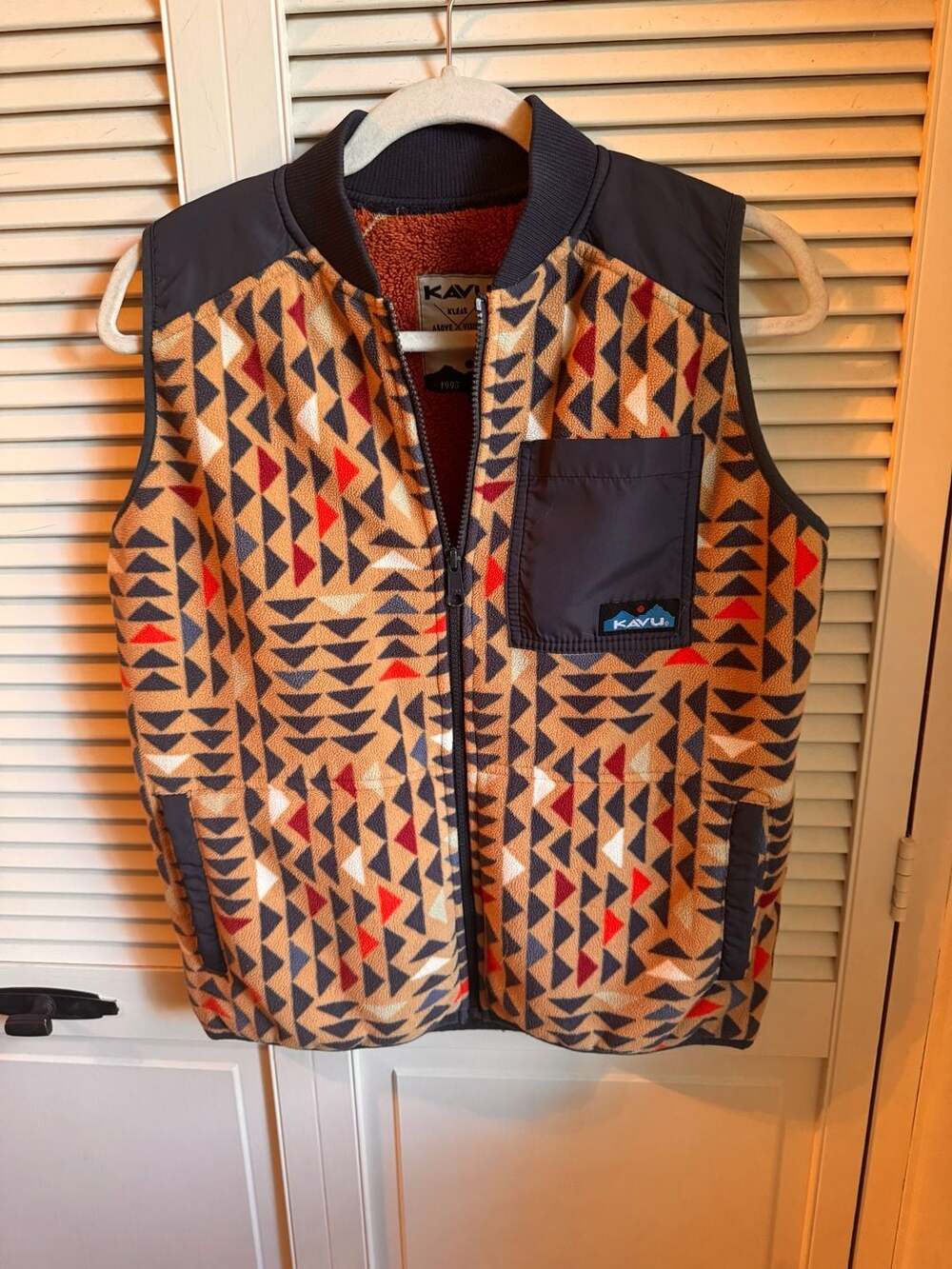 Kavu Fleece Full Zip Vest Southwestern Aztec Print Size XS